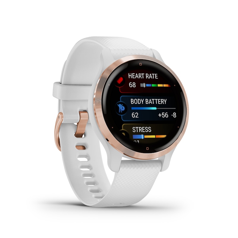 Main Image 6 of Garmin Venu 2S Ladies' White Silicone Strap Smartwatch