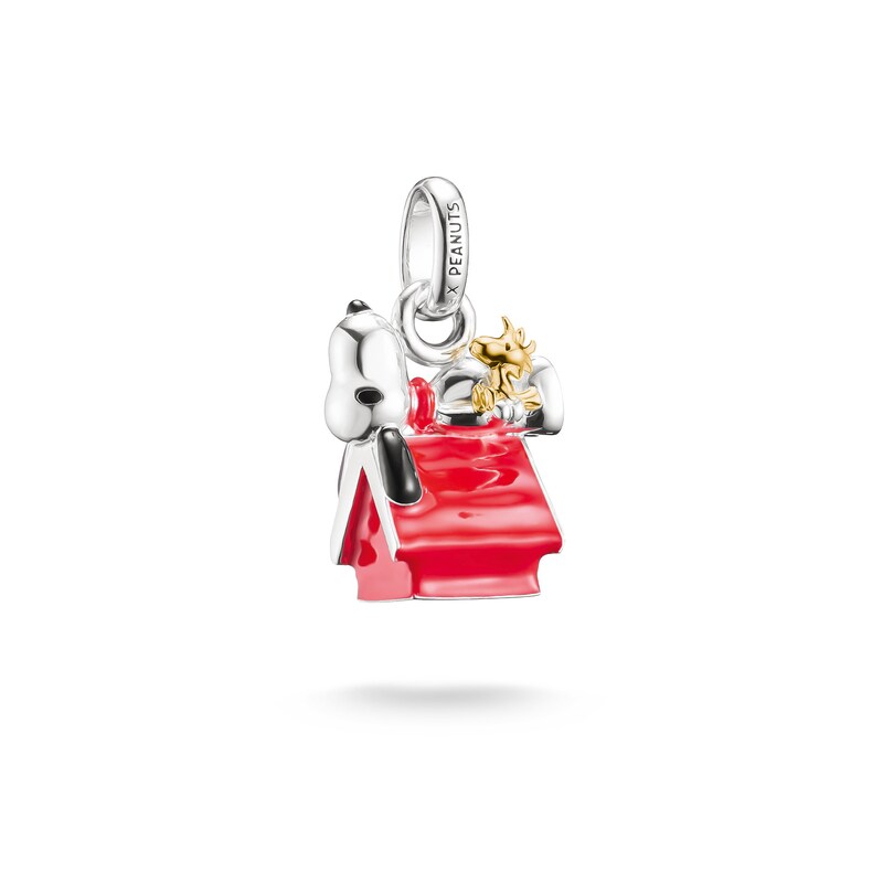 Main Image 1 of Thomas Sabo x Peanuts Sterling Silver Snoopy & 18ct Gold Plated Woodstock Doghouse PendantCharm