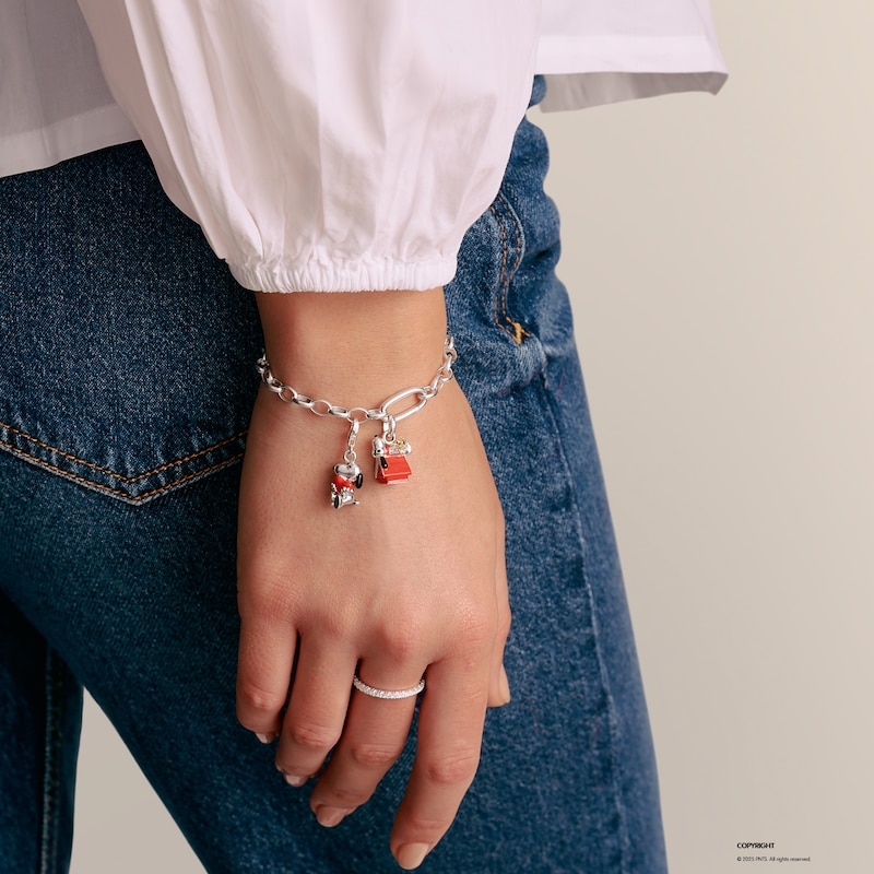 Main Image 3 of Thomas Sabo x Peanuts Sterling Silver Snoopy & 18ct Gold Plated Woodstock Doghouse PendantCharm