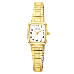 Lorus Women's White Dial Gold Tone Stainless Steel Expander Watch