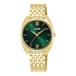 Lorus Women's Slim Green Dial Gold Tone Stainless Steel Bracelet Watch