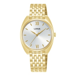 Lorus Women's White Sunray Dial Gold Tone Stainless Steel Bracelet Watch