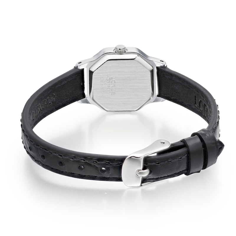 Main Image 3 of Lorus Women's Octagonal White Sunray Dial Black Leather Strap Watch