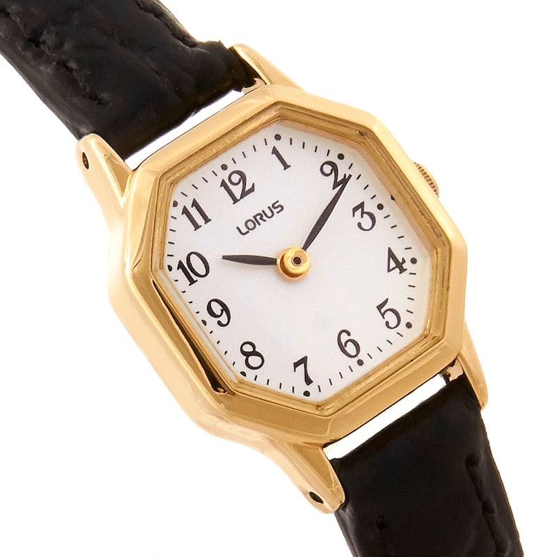 Main Image 2 of Lorus Women's Octagonal White Dial Black Leather Strap Watch