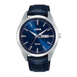 Lorus Men's Heritage Quartz Blue Dial & Blue Leather Strap Watch