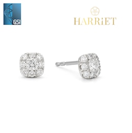 Harriet Sterling Silver 0.25ct Lab-Grown Diamond Halo Stud Earrings
