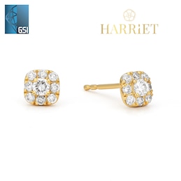 Harriet Sterling Silver 18ct Gold Plated Vermeil 0.25ct Lab-Grown Diamond Halo Earrings