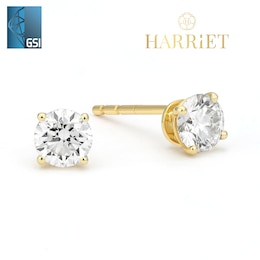 Harriet 9ct Yellow Gold 0.50ct Lab-Grown Diamond Solitaire Stud Earrings