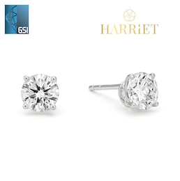 Harriet 9ct White Gold 1ct Lab-Grown Diamond Solitaire Stud Earrings