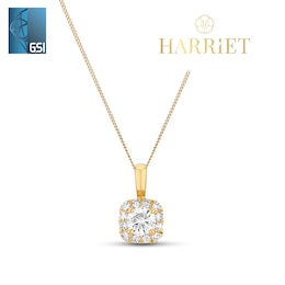Harriet Sterling Silver 18ct Gold Plated Vermeil 0.25ct Lab-Grown Diamond Halo Pendant Necklace