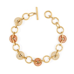 Radley 18ct Gold Plated Brass Salt and Carnation Enamel Charm Bracelet