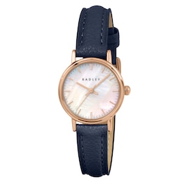Radley Mother of Pearl Dial Naval Blue Leather Strap Watch