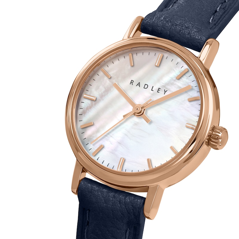 Main Image 2 of Radley Mother of Pearl Dial Naval Blue Leather Strap Watch