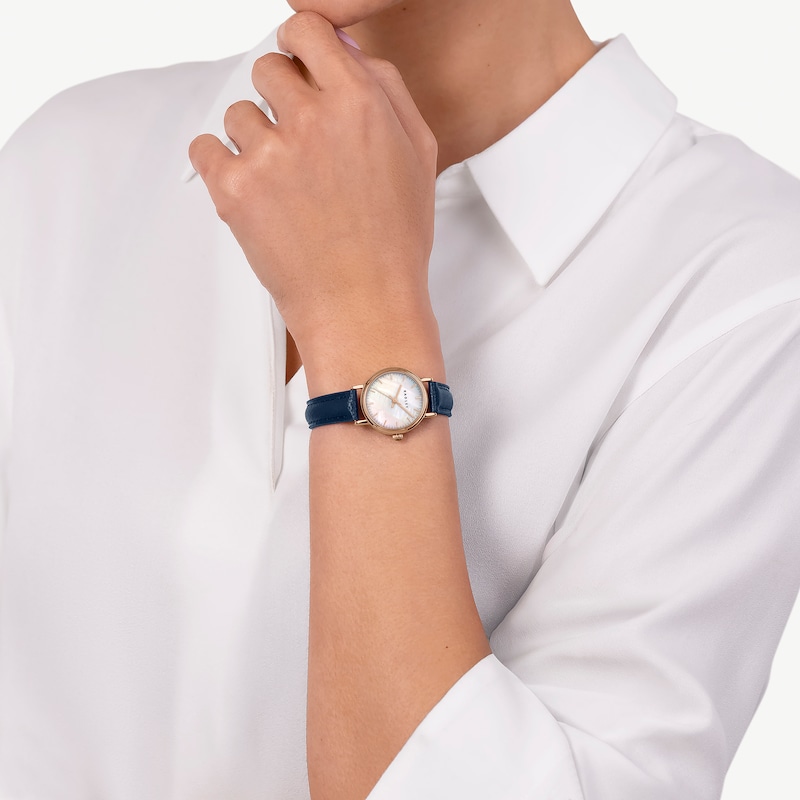 Main Image 3 of Radley Mother of Pearl Dial Naval Blue Leather Strap Watch