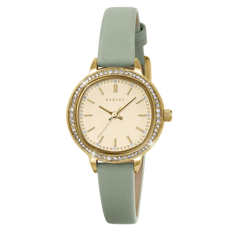 Main Image 1 of Radley Stone Set Champagne Dial Pistachio Leather Strap Watch