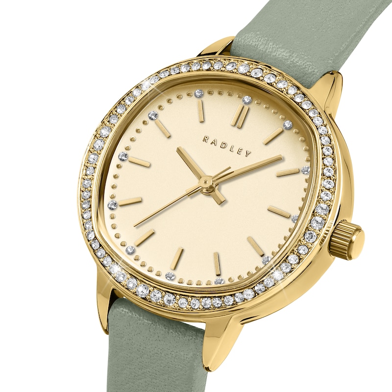 Main Image 2 of Radley Stone Set Champagne Dial Pistachio Leather Strap Watch