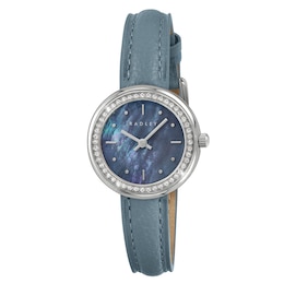 Radley Stone Set Blue Mother Of Pearl Dial Moonlight Leather Strap Watch
