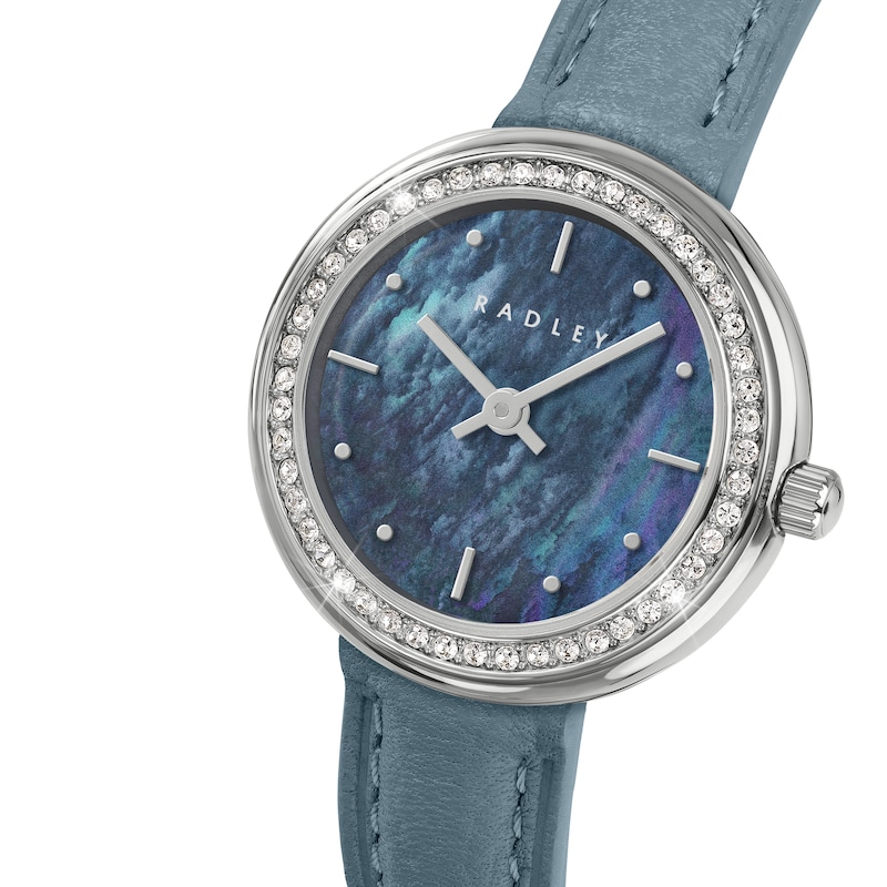 Main Image 2 of Radley Stone Set Blue Mother Of Pearl Dial Moonlight Leather Strap Watch