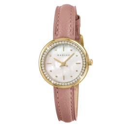 Radley Stone Set Mother Of Pearl Dial Carnation Leather Strap Watch