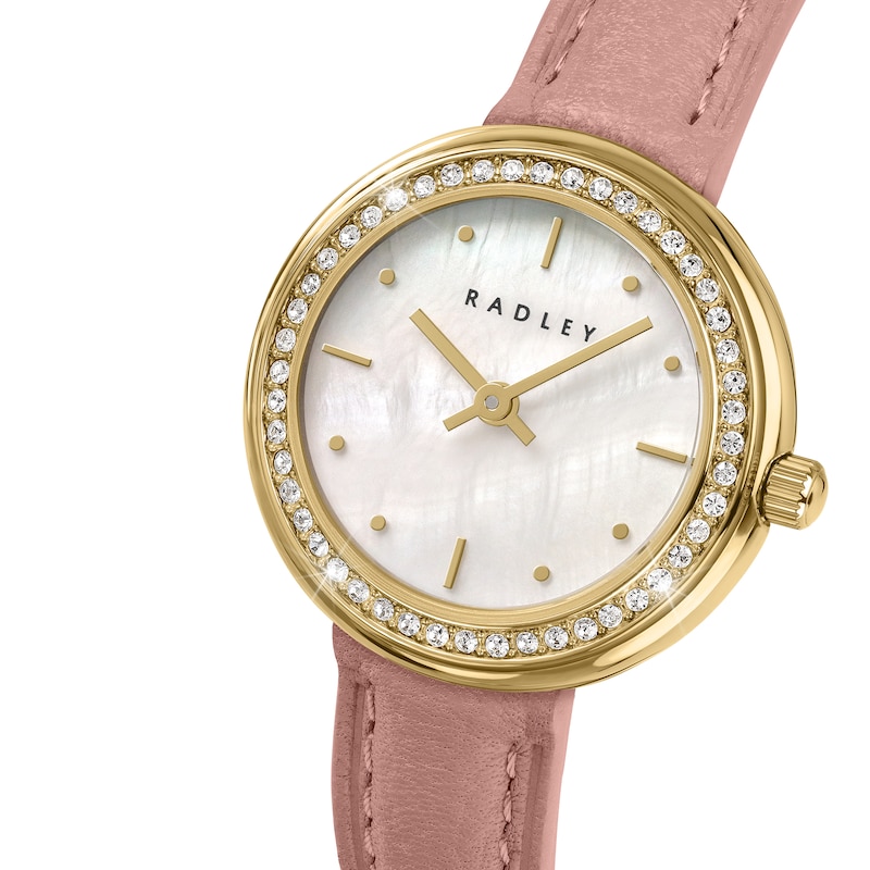 Main Image 2 of Radley Stone Set Mother Of Pearl Dial Carnation Leather Strap Watch