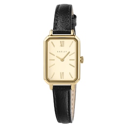 Radley Champagne Dial Black Leather Strap Watch