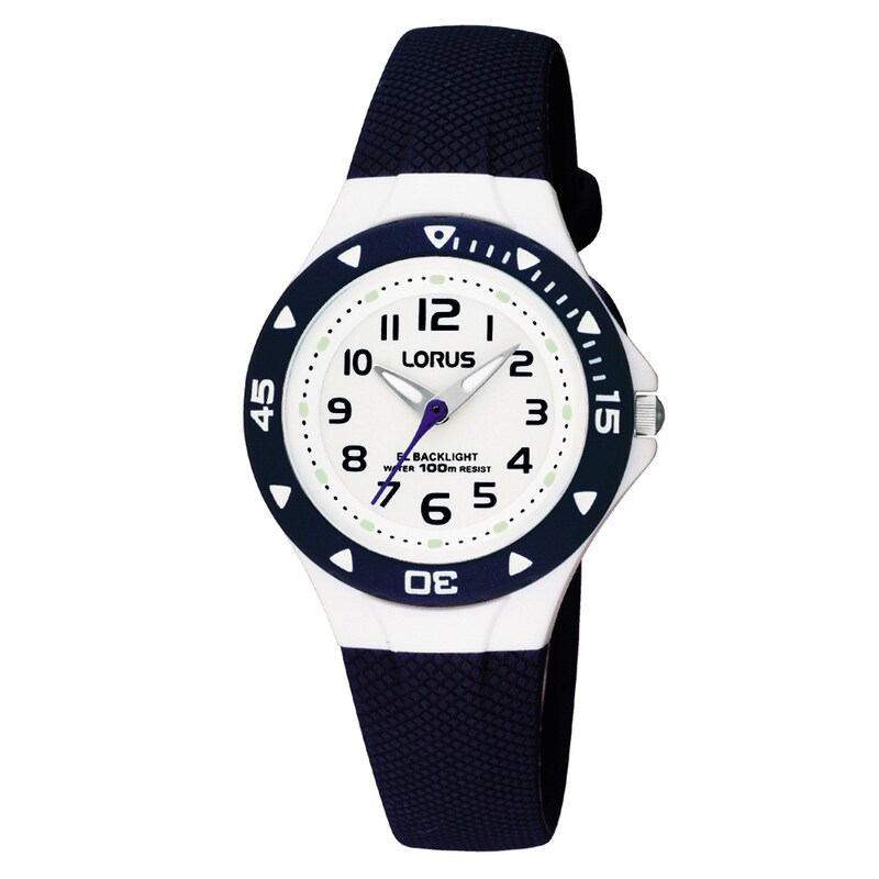Main Image 1 of Lorus White Dial Black PU Leather Strap Watch