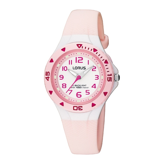 Lorus White Dial Pink PU Leather Strap Watch