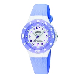 Lorus White Dial Light Blue PU Leather Strap Watch