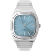 Thumbnail Image 1 of Timex Automatic Women's 1983 E Line Ice Blue Square Dial Silver Tone Stainless Steel Bracelet Watch