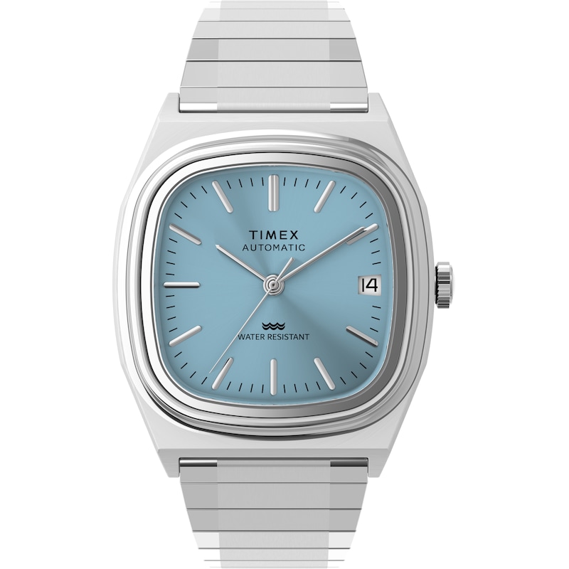 Main Image 1 of Timex Automatic Women's 1983 E Line Ice Blue Square Dial Silver Tone Stainless Steel Bracelet Watch