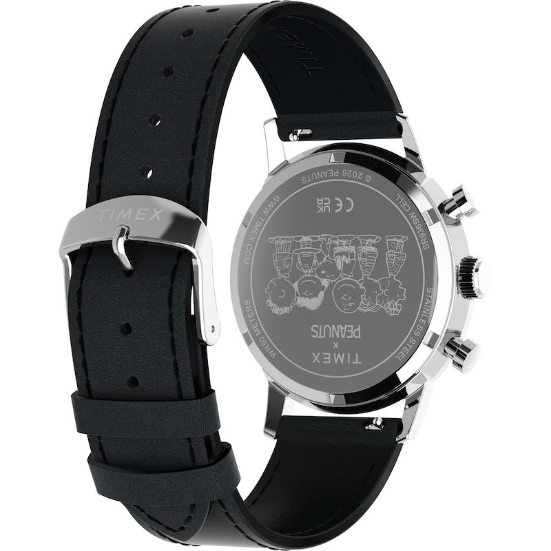 Main Image 4 of Timex Marlin x Peanuts Men's Chronograph Joe Cool Black Dial Black Leather Strap Watch