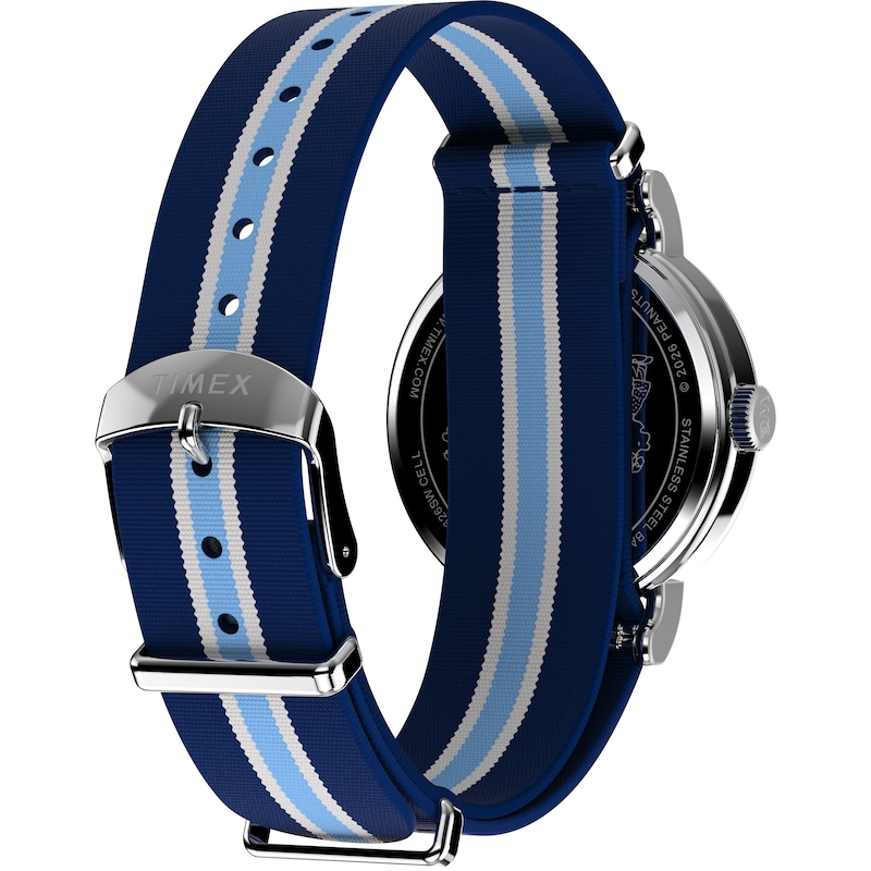 Main Image 4 of Timex Weekender x Peanuts 37mm Main Line Pickleball White Dial Blue Fabric Slip Thru Strap Watch