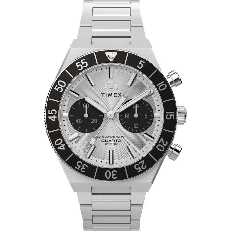 Main Image 1 of Timex Q Timex Continental Black & Silver Tone Dial Chronograph Stainless Steel Bracelet Watch