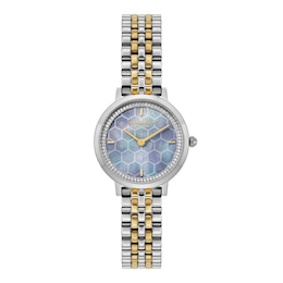 Olivia Burton 28mm Honeycomb Ultra Slim Chalk Blue Dial & Two Tone Stainless Steel Bracelet Watch