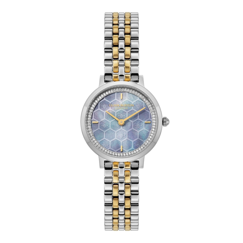 Main Image 1 of Olivia Burton 28mm Honeycomb Ultra Slim Chalk Blue Dial & Two Tone Stainless Steel Bracelet Watch