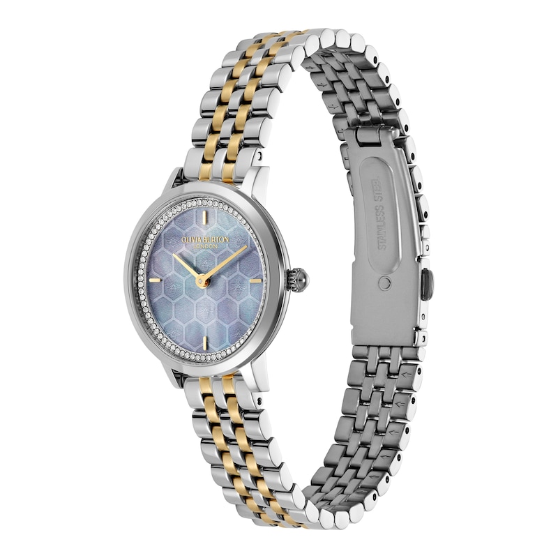 Main Image 2 of Olivia Burton 28mm Honeycomb Ultra Slim Chalk Blue Dial & Two Tone Stainless Steel Bracelet Watch