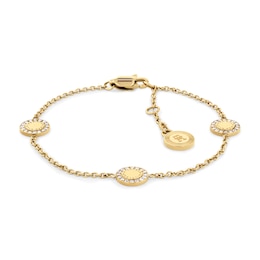Tommy Hilfiger Women's Gold IP Stainless Steel Mini Crystal Disc Bracelet