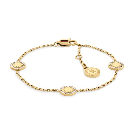 Tommy Hilfiger Women's Gold IP Stainless Steel Mini Crystal Disc Bracelet