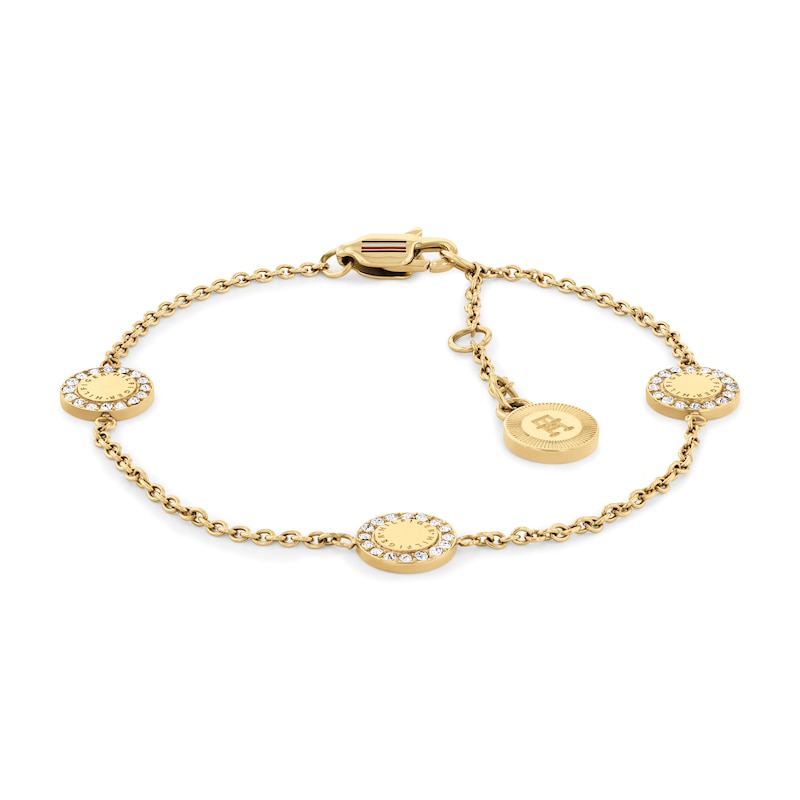 Main Image 1 of Tommy Hilfiger Women's Gold IP Stainless Steel Mini Crystal Disc Bracelet