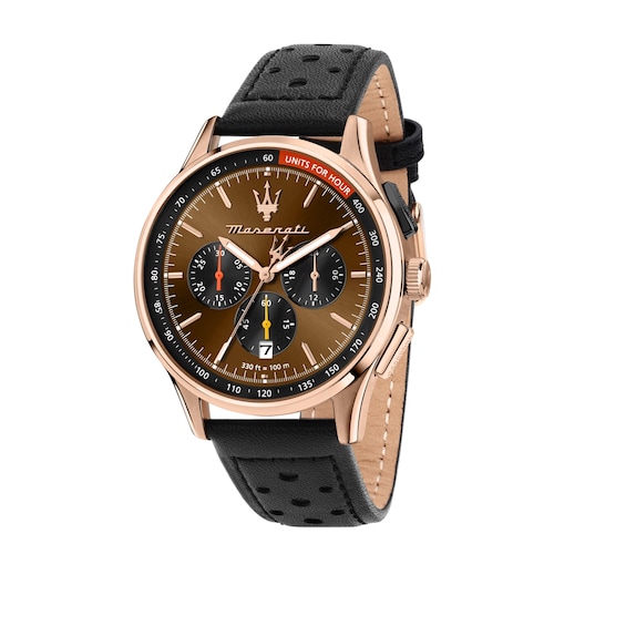 Maserati Sorpasso Men's Chronograph Brown Dial Black Leather Strap Watch