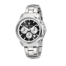 Maserati Successo Men's Chronograph Black Dial Stainless Steel Bracelet Watch