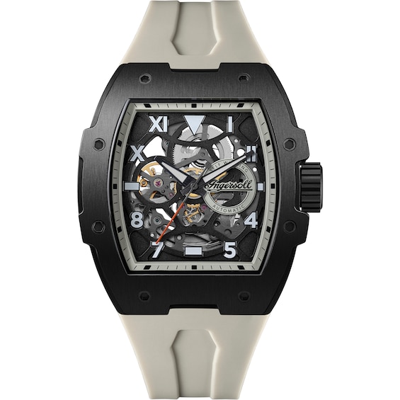 Ingersoll 1892 The Play Men's Automatic Black Dial Grey PU Strap Watch