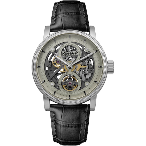 Ingersoll 1892 The Guy Men's Automatic Grey Dial Black Leather Strap Watch