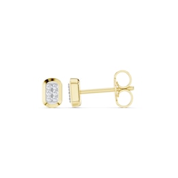 mila green Sterling Silver 18ct Gold Vermeil Plated Diamond Pavé Bar Stud Earrings