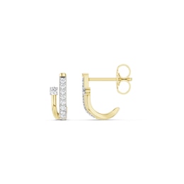 mila green Sterling Silver 18ct Gold Vermeil Plated 0.11ct Diamond Pavé Half Hoop Earrings