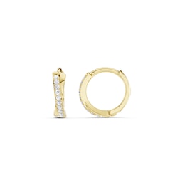 mila green Sterling Silver 18ct Gold Vermeil Plated 0.13ct Diamond Crossover Huggie Earrings