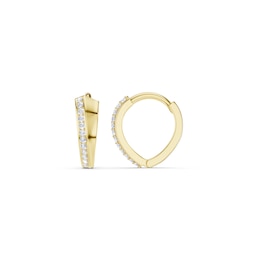 mila green Sterling Silver 18ct Gold Vermeil Plated 0.10ct Diamond Pavé Asymmetrical Hoop Earrings