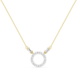mila green Sterling Silver 18ct Gold Vermeil Plated 0.10ct Diamond Pavé Open Circle Pendant Necklace