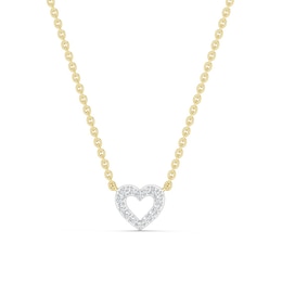 mila green Sterling Silver 18ct Gold Vermeil Plated Diamond Pavé Open Heart Pendant Necklace