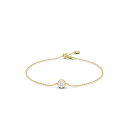 mila green Sterling Silver 18ct Gold Vermeil Plated Diamond Pavé Round Bezel Bolo Bracelet
